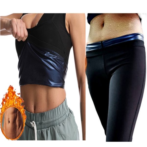 sweat slimming vest and pants sauna suits body shapers woman waist trainer fat buring weight loss control pants 210402, Black;white
sweat slimming vest and pants sauna suits body shapers woman waist trainer fat buring weight loss control pants 210402, Black;white