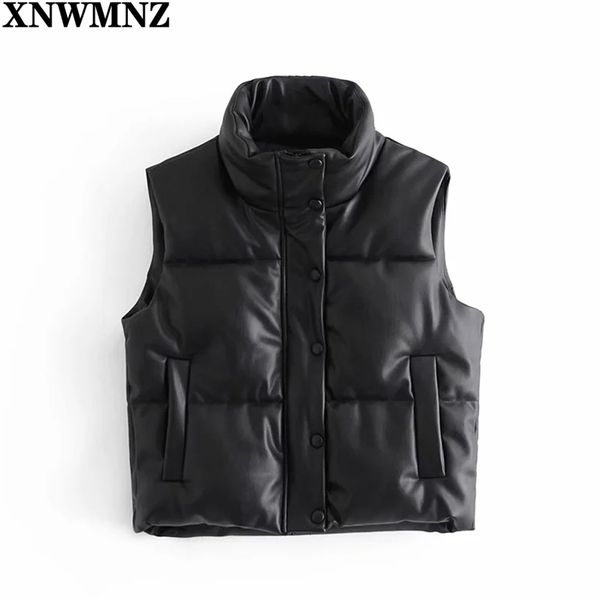 women fashion leather cotton cropped padded waistcoat vintage sleeveless female outerwear streetwear black jacket 210520, Black;white
women fashion leather cotton cropped padded waistcoat vintage sleeveless female outerwear streetwear black jacket 210520, Black;white