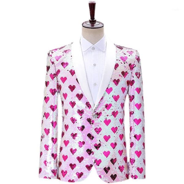 men's suits & blazers luxury mens full sequined heart pattern pink bling tuxedo jacket/stage performance jacket/stuido/club/event jacke, White;black
men's suits & blazers luxury mens full sequined heart pattern pink bling tuxedo jacket/stage performance jacket/stuido/club/event jacke, White;black