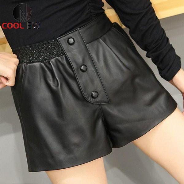 women's shorts street women elastic high waist straight design genuine leather loose fit black classic sheepskin plus size, White;black
women's shorts street women elastic high waist straight design genuine leather loose fit black classic sheepskin plus size, White;black