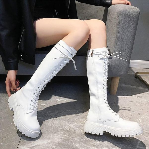 boots autumn winter warm thick sole knee high women leather elastic lace up tube knight british style zip long, Black
boots autumn winter warm thick sole knee high women leather elastic lace up tube knight british style zip long, Black