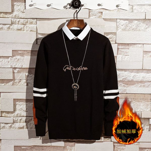 sweater knit men's warm fake two shirt collar pullover plush thickened undershirt korean fashion 53, White;black
sweater knit men's warm fake two shirt collar pullover plush thickened undershirt korean fashion 53, White;black