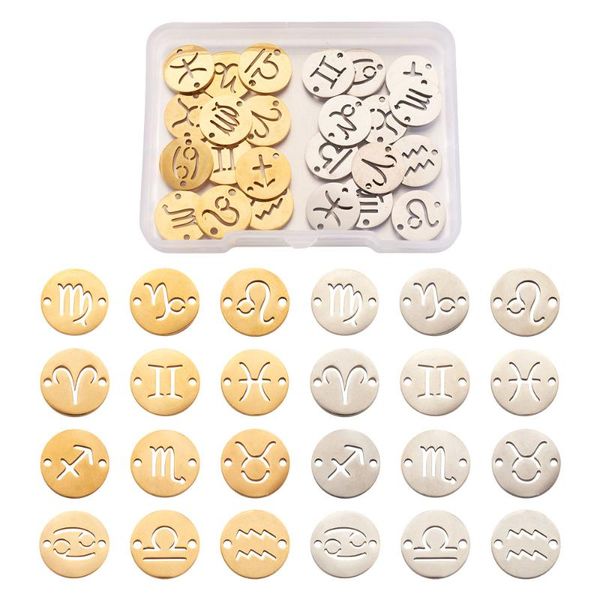 charms 24pcs/box titanium steel round 12 constellations with two holes connectors for diy bracelet chain jewelry making, Bronze;silver
charms 24pcs/box titanium steel round 12 constellations with two holes connectors for diy bracelet chain jewelry making, Bronze;silver