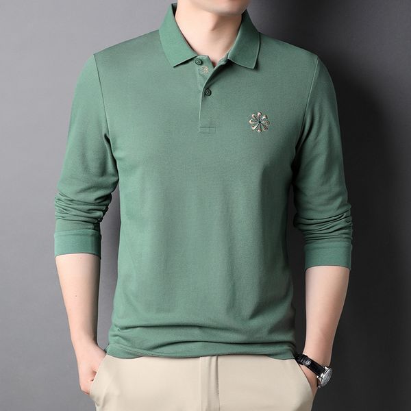 2021 spring and autumn long sleeved polo shirt cotton t-shirt solid color busins leisure embroidered men's fashion trend, White;black
2021 spring and autumn long sleeved polo shirt cotton t-shirt solid color busins leisure embroidered men's fashion trend, White;black