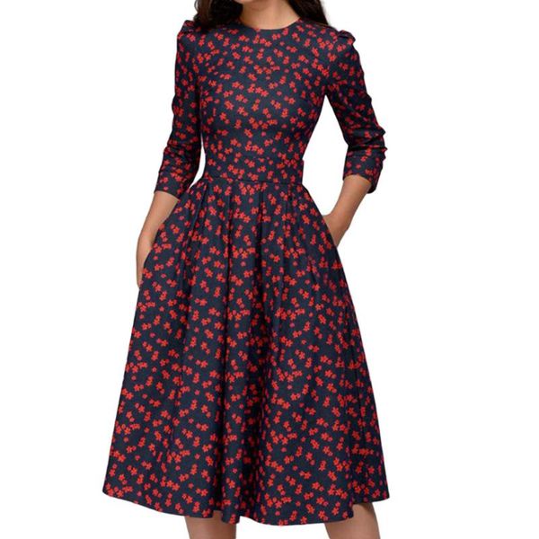 summer dress women's three quarter sleeve floral vintage elegant midi evening party long print beach casual dresses, Black;gray
summer dress women's three quarter sleeve floral vintage elegant midi evening party long print beach casual dresses, Black;gray