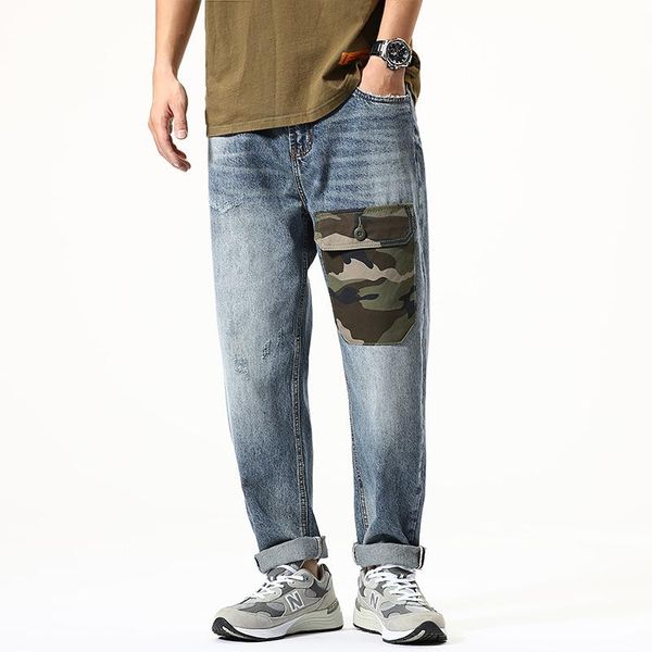 men's jeans patch pocket loose nine denim pants mens clothing hip hop leisure plus size fashion baggy trousers punk clothes, Blue
men's jeans patch pocket loose nine denim pants mens clothing hip hop leisure plus size fashion baggy trousers punk clothes, Blue