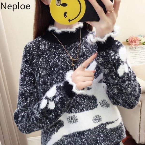 women's sweaters neploe korean autumn winter loose wild s turtleneck anmial patterns pullovers preppy style knitted sweater 45513, White;black
women's sweaters neploe korean autumn winter loose wild s turtleneck anmial patterns pullovers preppy style knitted sweater 45513, White;black