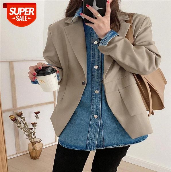 110094 korean style design western coat women's drape loose and irregular small suit #uw6v, Black;gray
110094 korean style design western coat women's drape loose and irregular small suit #uw6v, Black;gray