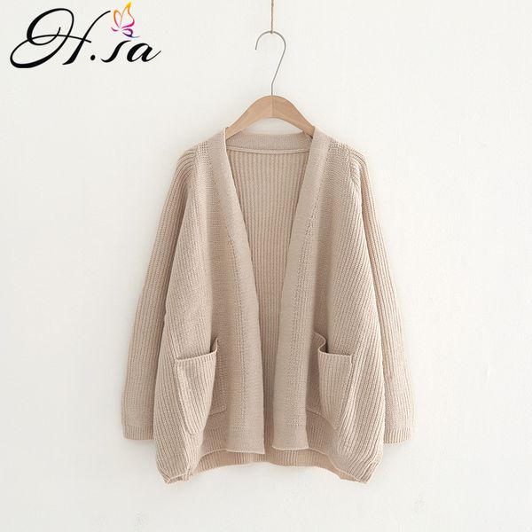 h.sa women oversized solid korean sweater and cardigans long sleeve knitted jumpers open stitch spring coat warm knit outwear 210417, White;black
h.sa women oversized solid korean sweater and cardigans long sleeve knitted jumpers open stitch spring coat warm knit outwear 210417, White;black