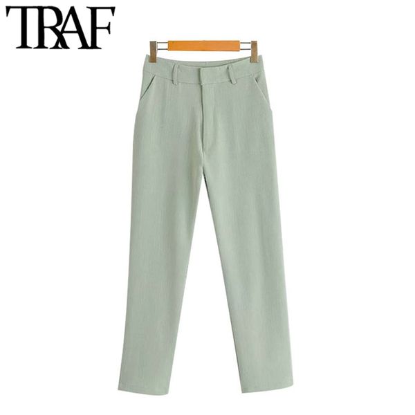 traf women chic fashion office wear straight pants vintage high waist zipper fly pockets female ankle trousers mujer 210915, Black;white
traf women chic fashion office wear straight pants vintage high waist zipper fly pockets female ankle trousers mujer 210915, Black;white