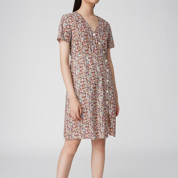 dress women's printed dresses buttons short sleeve cotton v-neck female knee-length dress, Black;gray
dress women's printed dresses buttons short sleeve cotton v-neck female knee-length dress, Black;gray