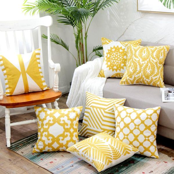 cushion/decorative pillow home decor embroidered cushion cover yellow ginger/white geometric floral canvas cotton square embroidery 45x45cm
cushion/decorative pillow home decor embroidered cushion cover yellow ginger/white geometric floral canvas cotton square embroidery 45x45cm