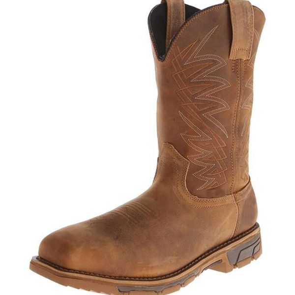 brown sewing western cowboy knight boots men pu leather low heel high and calf square head deep v-cuff trend dh335, Black
brown sewing western cowboy knight boots men pu leather low heel high and calf square head deep v-cuff trend dh335, Black