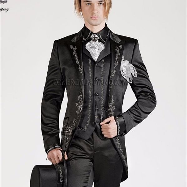 wedding tuxedos fashion one button black embroidery groom peak lapel men suits 3 pieces prom blazer (jacket+pants+vest) w492, Black;gray
wedding tuxedos fashion one button black embroidery groom peak lapel men suits 3 pieces prom blazer (jacket+pants+vest) w492, Black;gray
