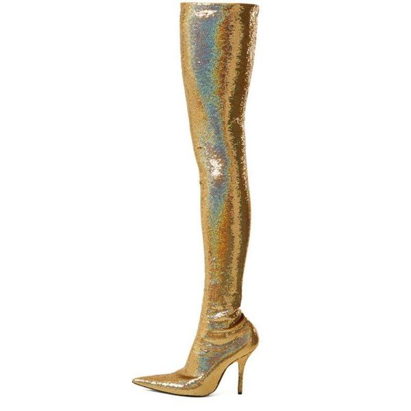 boots 2021 stretch fabric over the knee runway style pointed toe gold silver glitter embellished high heel thigh, Black
boots 2021 stretch fabric over the knee runway style pointed toe gold silver glitter embellished high heel thigh, Black