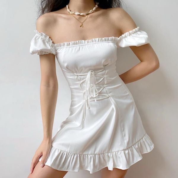 casual dresses vintage elegant white summer dres light mini dr women puff sleeve square collar bow bodycon age party robe, Black;gray
casual dresses vintage elegant white summer dres light mini dr women puff sleeve square collar bow bodycon age party robe, Black;gray