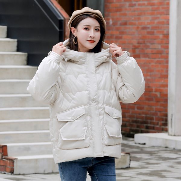 white duck 2021 winter new korean down jacket women's short fashion thickened versatile bright coat, Black
white duck 2021 winter new korean down jacket women's short fashion thickened versatile bright coat, Black