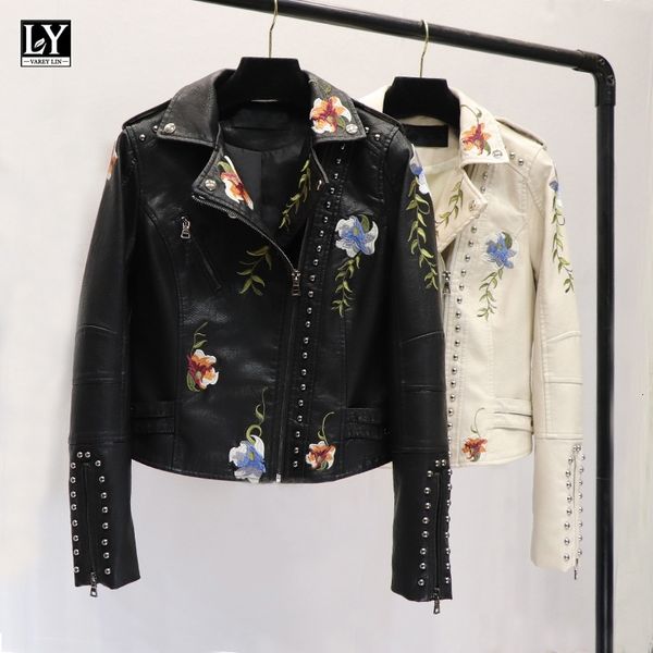 ly varey lin spring women floral print embroidery faux leather jacket turn-down collar pu motorcycle black punk outerwear
ly varey lin spring women floral print embroidery faux leather jacket turn-down collar pu motorcycle black punk outerwear