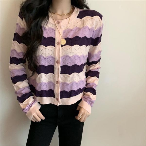 women's knits & tees women elegant o neck long sleeve single breasted sweaters purple striped lady cardigan sweater autumn fashion knit, White
women's knits & tees women elegant o neck long sleeve single breasted sweaters purple striped lady cardigan sweater autumn fashion knit, White