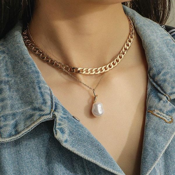 chokers minar elegant irregular baroque pearl necklaces for women layered gold color chunky cuban chains jewellery, Golden;silver
chokers minar elegant irregular baroque pearl necklaces for women layered gold color chunky cuban chains jewellery, Golden;silver