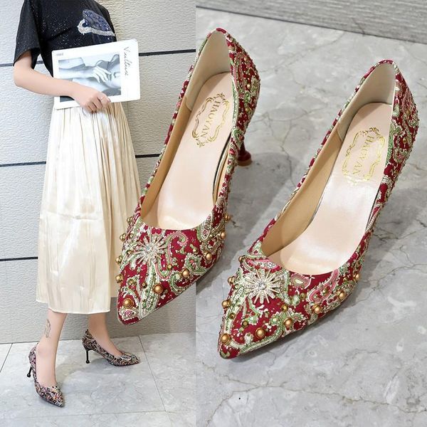 dress shoes banquet wedding female red chinese bride rivet high heels cat heel toast, Black
dress shoes banquet wedding female red chinese bride rivet high heels cat heel toast, Black
