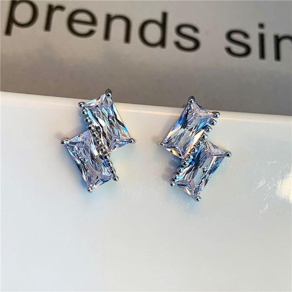 cute female white crystal stone earrings small square rainbow stud for women luxury rose gold silver wedding, Golden;silver 
cute female white crystal stone earrings small square rainbow stud for women luxury rose gold silver wedding, Golden;silver