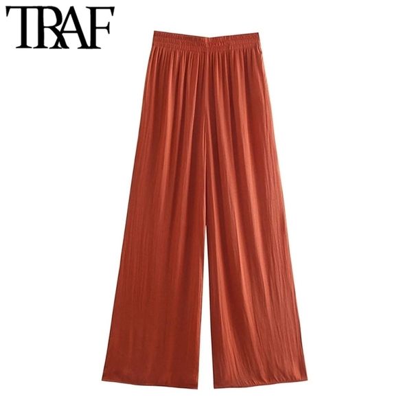 traf women chic fashion side pockets soft touch wide leg pants vintage high elastic waist female trousers mujer 211115, Black;white
traf women chic fashion side pockets soft touch wide leg pants vintage high elastic waist female trousers mujer 211115, Black;white