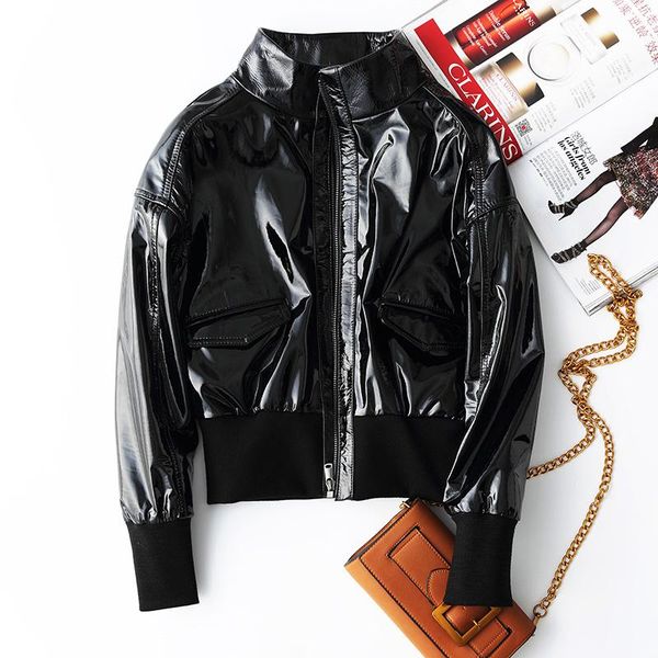 women's leather & faux streetwear 100% sheepskin coat female fashion moto biker punk natural genuine jacket women real coats hiver 1801, Black
women's leather & faux streetwear 100% sheepskin coat female fashion moto biker punk natural genuine jacket women real coats hiver 1801, Black