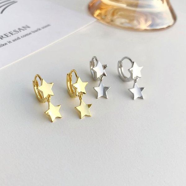 stud s925 double five-pointed star ear buckle stars cute sweet simple design temperament earrings, Golden;silver
stud s925 double five-pointed star ear buckle stars cute sweet simple design temperament earrings, Golden;silver