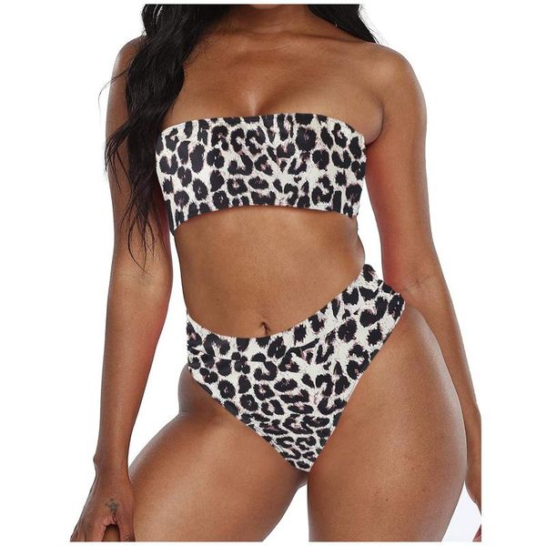 women's swimwear leopard sleeveless bikinis women beachwewar bandeau swimsuit female cut out thong 2021 high waist bikini set, White;black
women's swimwear leopard sleeveless bikinis women beachwewar bandeau swimsuit female cut out thong 2021 high waist bikini set, White;black