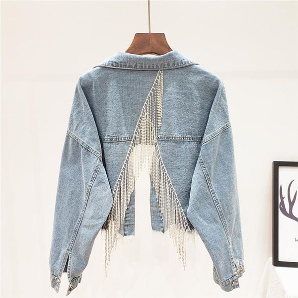 women's jackets women denim jacket spring fashion openwork chain tassel jeans outerwear female loose coat streetwear, Black;brown
women's jackets women denim jacket spring fashion openwork chain tassel jeans outerwear female loose coat streetwear, Black;brown
