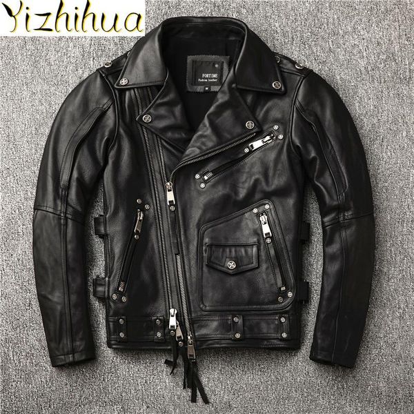 men's leather & faux delivery motorcyclist coat brand in 2021 a big jacket, dress jacket, Black
men's leather & faux delivery motorcyclist coat brand in 2021 a big jacket, dress jacket, Black