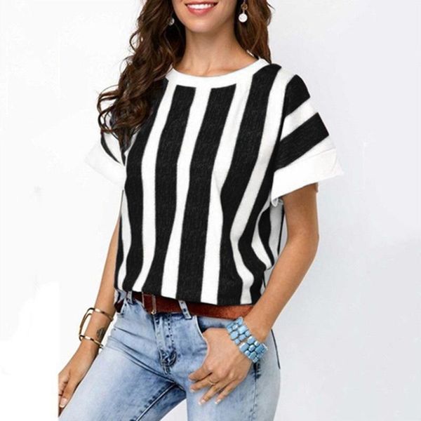 women's t-shirt stripe print tshirt women short sleeve o-neck pullover koszulki damskie clothes t shirt for camiseta mujer, White
women's t-shirt stripe print tshirt women short sleeve o-neck pullover koszulki damskie clothes t shirt for camiseta mujer, White