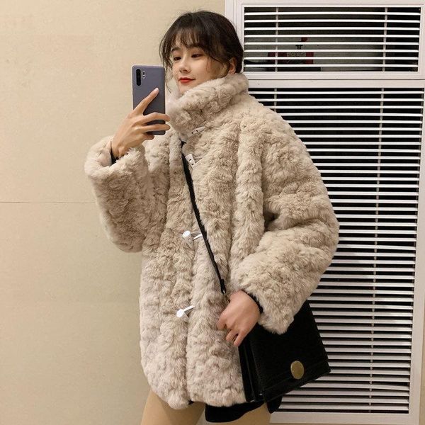 women's fur & faux 2021 autumn and winter lamb coat medium long lazy wind ox horn buckle imitation rex, Black
women's fur & faux 2021 autumn and winter lamb coat medium long lazy wind ox horn buckle imitation rex, Black
