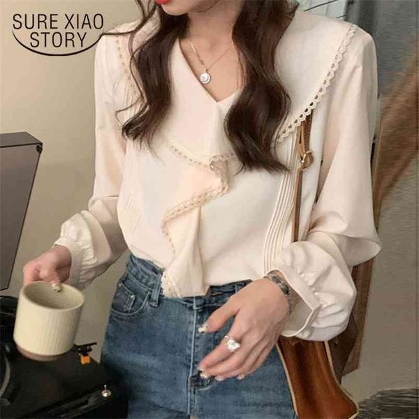 spring korean elegant blouse women lace white shirt spliced ruffles long sleeve office casual v-neck blusas 11930 210421
spring korean elegant blouse women lace white shirt spliced ruffles long sleeve office casual v-neck blusas 11930 210421