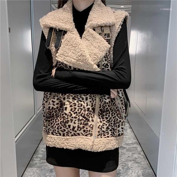 women's leather & faux women leopard print fur sleeveless jacket coat ladies 2021 winter thick warm oversized waistcoat1, Black
women's leather & faux women leopard print fur sleeveless jacket coat ladies 2021 winter thick warm oversized waistcoat1, Black