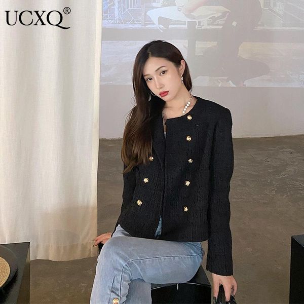 women's wool & blends ucxq woman tweed jacket black solid o collar double breasted long sleeve french temperament ladies style 2021 aut
women's wool & blends ucxq woman tweed jacket black solid o collar double breasted long sleeve french temperament ladies style 2021 aut