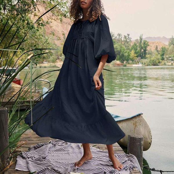casual dresses plus size zanzea fashion women's ruffle lace up dress 2021 summer holiday maxi vestidos 5xl puff sleeve o-neck robe femm, Black;gray
casual dresses plus size zanzea fashion women's ruffle lace up dress 2021 summer holiday maxi vestidos 5xl puff sleeve o-neck robe femm, Black;gray