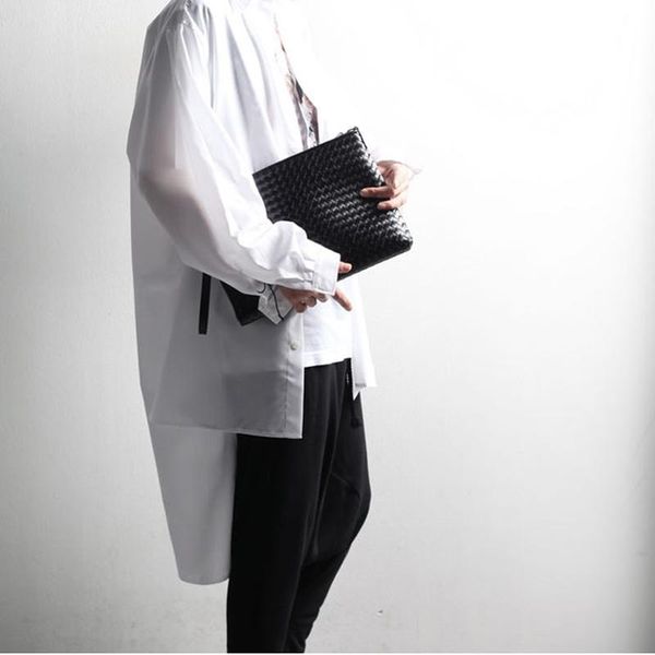 men's casual shirts long sleeve shirt spring and autumn front section after personality slit design fashion large size, White;black
men's casual shirts long sleeve shirt spring and autumn front section after personality slit design fashion large size, White;black