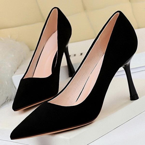 women pumps fashion 8.5cm thin high heels shoes flock leather ladies office bridal heel woman dress, Black
women pumps fashion 8.5cm thin high heels shoes flock leather ladies office bridal heel woman dress, Black