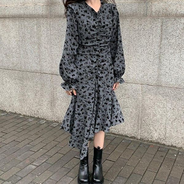 casual dresses for women ruffle collar pleated dress printed sleeve floral print long vestido de mujer femme robe, Black;gray
casual dresses for women ruffle collar pleated dress printed sleeve floral print long vestido de mujer femme robe, Black;gray