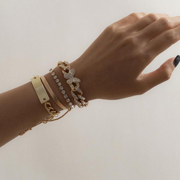 charm bracelets 4pcs/sets bohemian shiny butterfly for women punk metal hollow geometric chain bangle hip hop jewelry accessories 2021, Golden;silver
charm bracelets 4pcs/sets bohemian shiny butterfly for women punk metal hollow geometric chain bangle hip hop jewelry accessories 2021, Golden;silver