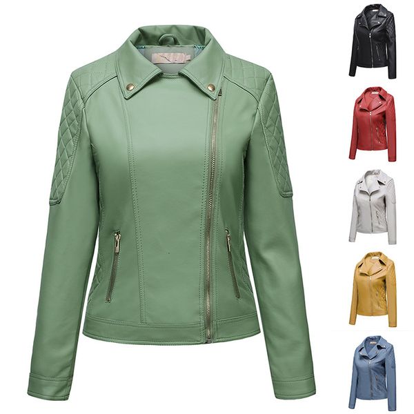 Female artificial leather turn down collar cardigan jacket long plutonium tops, Black
Female artificial leather turn down collar cardigan jacket long plutonium tops, Black