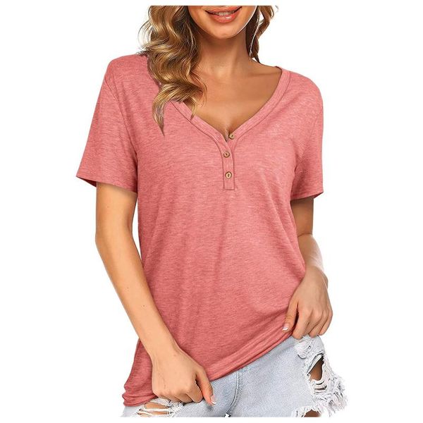 women's t-shirt casual short sleeve loose t-shirts solid color button pleated tunic v-neck female summer camiseta #t1g, White
women's t-shirt casual short sleeve loose t-shirts solid color button pleated tunic v-neck female summer camiseta #t1g, White