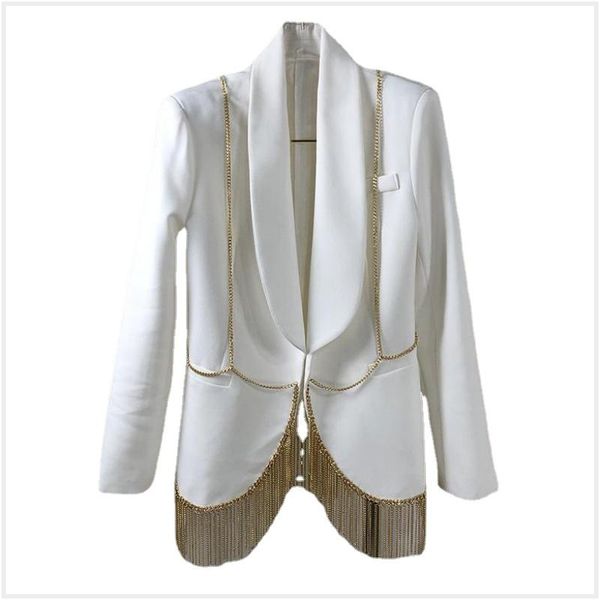 women's suits & blazers chain for women elegant tassel patchwork womens long sleeve black white vintage all match casual loose suit 202, White;black
women's suits & blazers chain for women elegant tassel patchwork womens long sleeve black white vintage all match casual loose suit 202, White;black