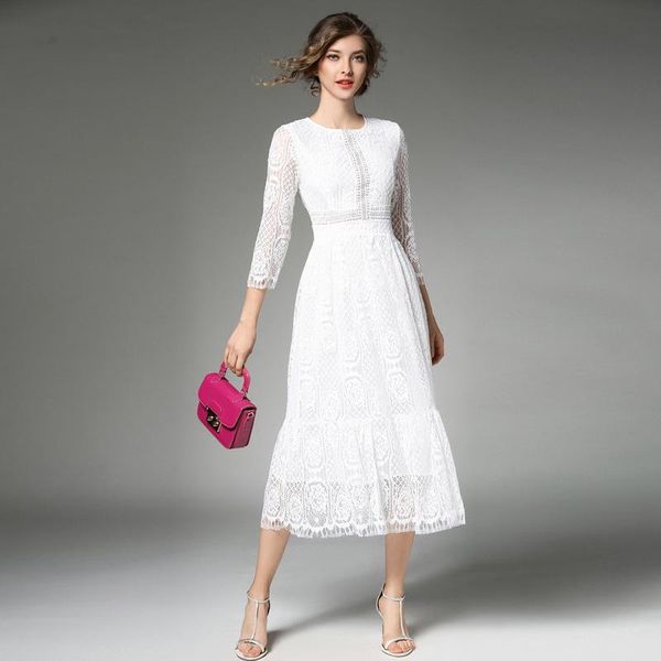 casual dresses la maxza a-line hollow out women dress three quarter sleeve lace white vestidos, Black;gray
casual dresses la maxza a-line hollow out women dress three quarter sleeve lace white vestidos, Black;gray