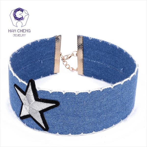 chokers hancheng fashion star embroidery denim ribbon choker necklace women necklaces knitting cloth jeans collar jewelry bijoux, Golden;silver
chokers hancheng fashion star embroidery denim ribbon choker necklace women necklaces knitting cloth jeans collar jewelry bijoux, Golden;silver