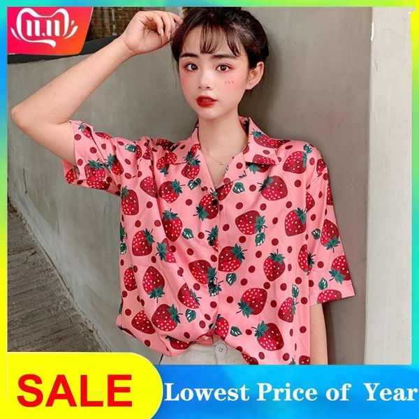 strawberry print shirt women summer 2021 short sleeve and blouse casual loose beach turn down collar tee women's blouses & shirts, White
strawberry print shirt women summer 2021 short sleeve and blouse casual loose beach turn down collar tee women's blouses & shirts, White