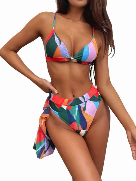 women's swimwear color print three-piece split high waist slim short-sleeved bikini beach swimsuit women without steel support, White;black
women's swimwear color print three-piece split high waist slim short-sleeved bikini beach swimsuit women without steel support, White;black
