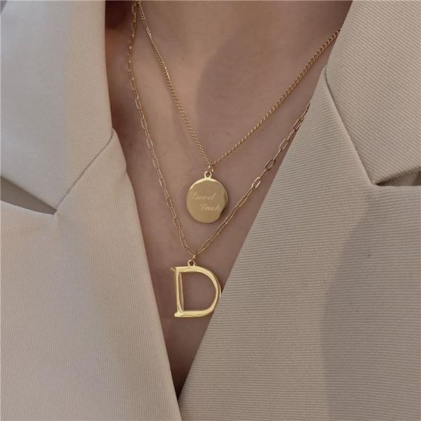 chains ladies hand fashion letter necklace double-layer titanium steel design cold wind clavicle chain, Silver
chains ladies hand fashion letter necklace double-layer titanium steel design cold wind clavicle chain, Silver